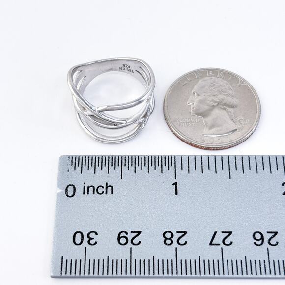 Vintage Sterling Silver 925 Open Crossover Band Ring Size 7 - Picture 8 of 8